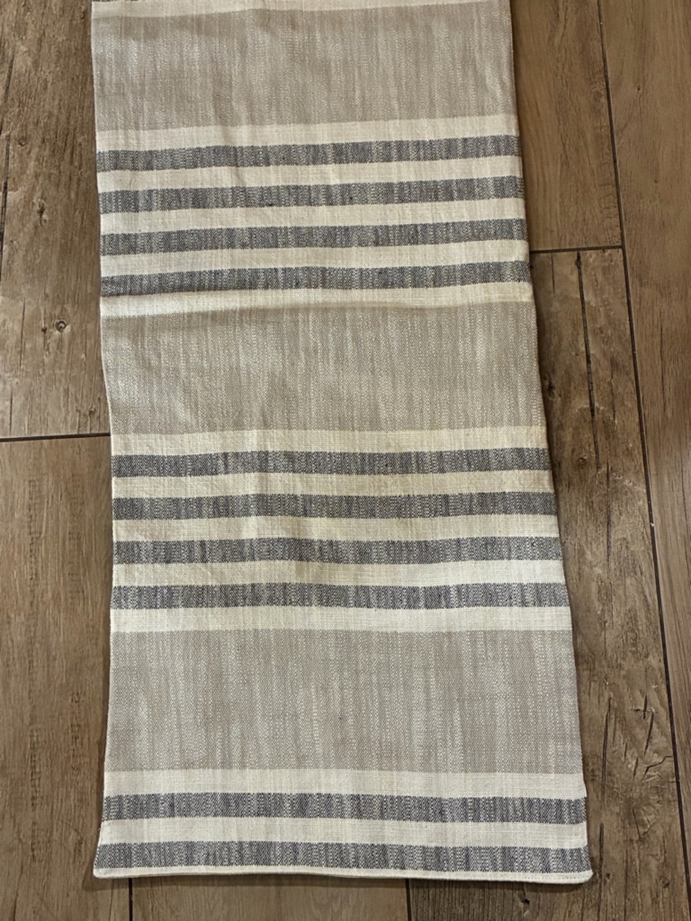 Creative Co-Op Beige and Gray Striped Table Runner